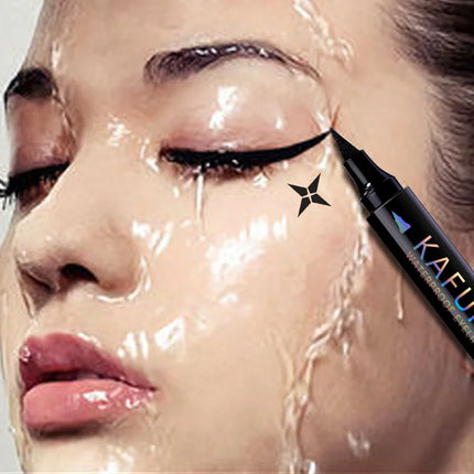 3 Colors Double Head Star Seal Eyeliner Waterproof Stamp Pen Black Blue Purple Eye Liner Pencil Fast Drying Lazy Eye Makeup