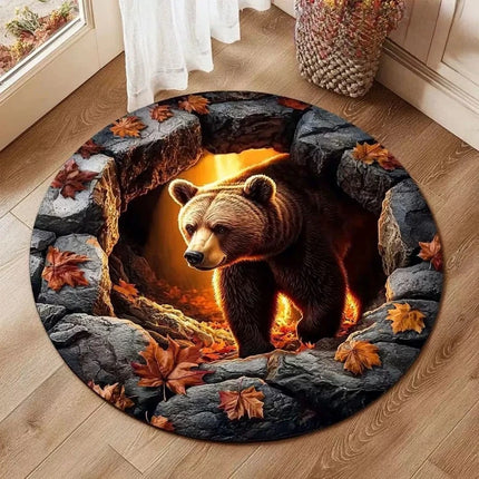 3D Vision Three-dimensional Round Home Floor Mat Trap Rug Washable Bedroom Decor Soft Carpet Anti-slip Carpets for Living Room
