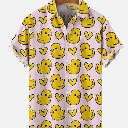 Unisex Men's Cosplay Shirts 3D Prints Splicing Cartoon Cute Duck Printing Short Sleeve Shirt Fashion Hawaiian Shirts For Men