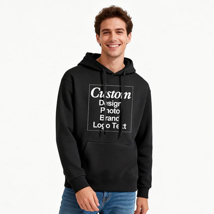 High Quality Custom Hoodie Cotton Sweatshirt Print Embroidery Brand Logo Text Photo Design Men Women Famliy Team Clothing 300g