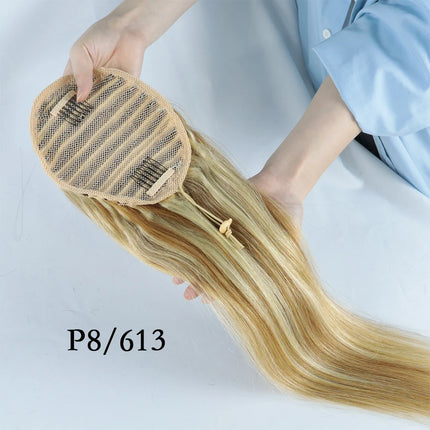 Straight Ponytail Human Hair Extension With Clip In Drawstring Ponytail Straight Brazilian 100% Human Hair Natural Clip Ponytail