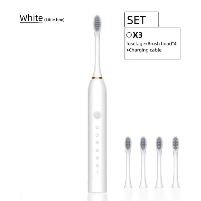 Electric Ultrasonic Toothbrush with Six Speed Modes Soft Bristles USB Charging Waterproof Adult Tooth Cleaner for Home Use Coupl
