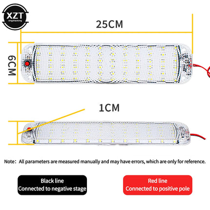 1pcs 72 LED Panel Light Car Interior Reading Lamp High Brightness Cabin Lights for Van Truck RV Boat Camper Lights Strip 12-80V