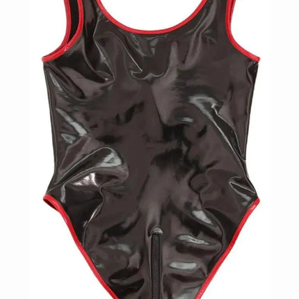 S-5XL Wet Look PVC Tank Catsuit Hollow Out Shiny PU Leather Zipper Open Crotch Bodysuit Tight Sexy Body Teddies Clubwear Unitard