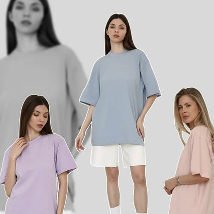 Botvotee 21 Colors Ins Fashion Summer Oversized Basic Solid T-Shirts for Women 100% Cotton White Black Pink T-shirt Casual Tops