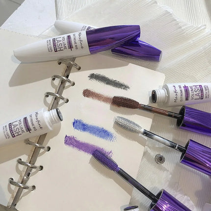 Colorful 5D Purple Blue Mascara Lasting Styling Waterproof Quick Dry Curling Lengthen Large Head Brush Eyelash Extension Cream