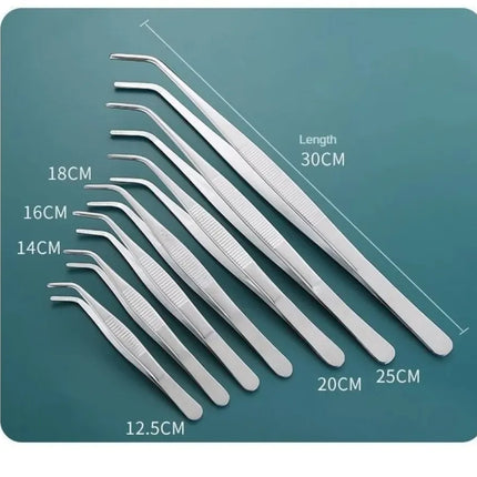 Stainless Multifuctional Steel Elbow Tweezers Aquarium Clip Long Tongs Medical Tweezers Forceps Pet Feeding Tools Non-slip
