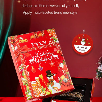 Christmas Matte Lip Gloss Set Lipstick Smooth Lasting Display Lip Gloss Waterproof Moisturizing Lipstick Holiday Gift Box Set