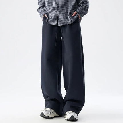 DUKEEN Men’s 400g Heavyweight Straight-Leg Sweatpants Cotton Blend Wide Fit Casual Sports Pants for Spring Autumn