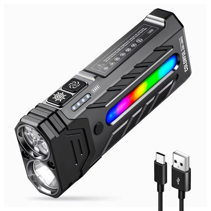 5200lumens Innovative Powerful Flashlight Portable LED Flashlight with Magnetic Torch, Perfect for Hiking Camping Adventures
