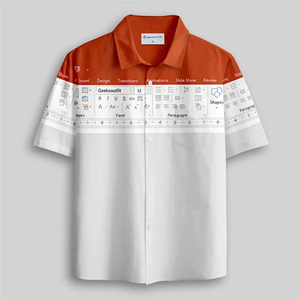 3D Print Graphic Funny Excel Spreadsheet Hawaiian Shirt Leisure Vacation Style Loose Button Shirts Creative Work Clothes Y2k