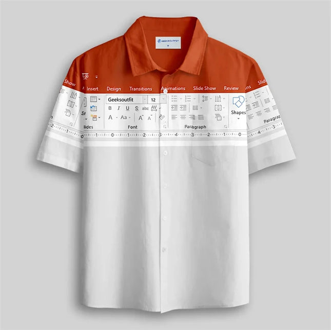3D Print Graphic Funny Excel Spreadsheet Hawaiian Shirt Leisure Vacation Style Loose Button Shirts Creative Work Clothes Y2k