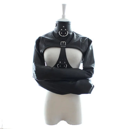PU Leather Straitjacket BDSM Adult Games Straight Jacket Adjustable  Harness Body Bondage Sex Toy for Women and Men