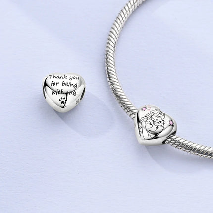 Original 925 Sterling Silver Charm Bead Balloon Poodle Cute Puppy Heart Charm Fit Bracelet Bangle Pendant Women DIY Jewelry Gift