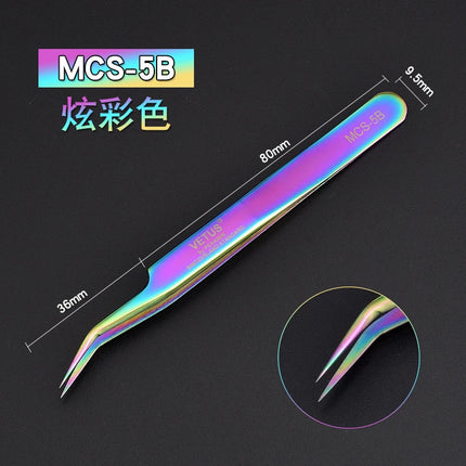 1pcs Vetus MCS Series Blue/Gold/Colorful Russian Volume Bloom Eyelash Extension Tweezers Stainless Precision Lash Tweezers Tools