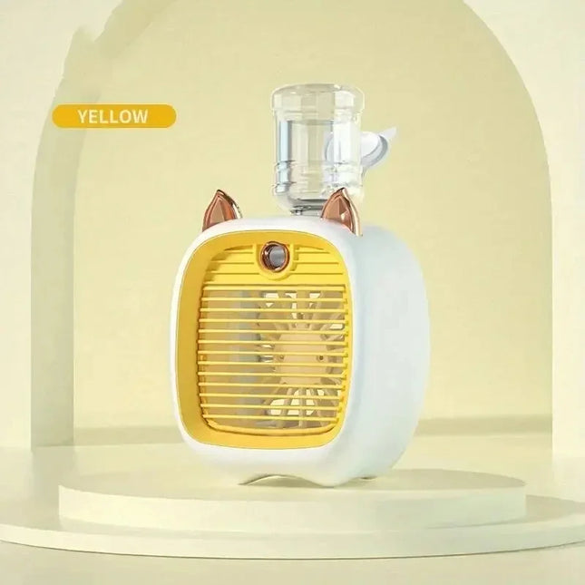 TINSOL USB Mini Air Conditioning Fan, Humidifier Desktop Spray Fan, 1200mAh, Three-Speed Air Conditioning, Cooling Fan