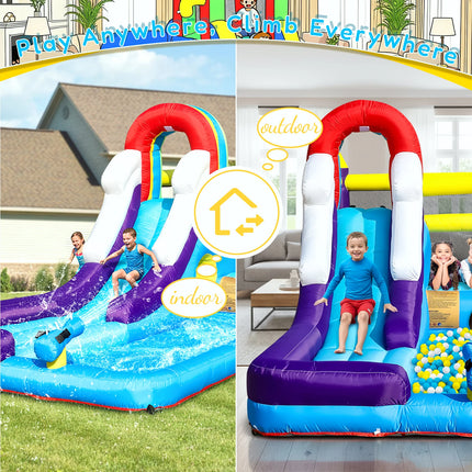New Oxford cloth 16ft  4.9m Inflatable Water Slide Bounce House w/ Splash Pool & 480W Blower for Kids Party