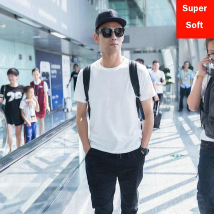 Men's Summer Super Soft White T-Shirts Short Sleeve Modal Flexible T-shirt White Color Basic Casual Tee Shirt Tops