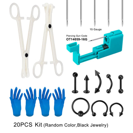 Body Jewelry Piercing Gun Pliers Needles Tool Kit Surgical Steel Nose Septum Lip Eyebrow Tongue Belly Nipple Piercing Earrings