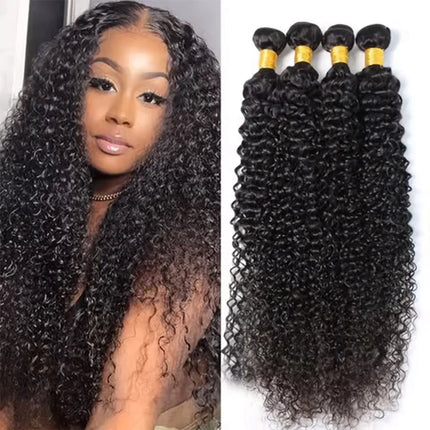 Promotional Sale 10-38 Inch Natural Color Jerry Curly Human Hair Bundles And Weaves Unprocessed Brazilian Human Hair Weave Bundles 1-4PCS Raw Hair Bundles Weave Extensions Hair Extensions Materials  For Women Natural Black So