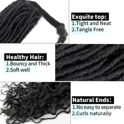 Clip In Dreadlock Ponytail Extensions Faux Locs Twisted Hairpiece for Black WomenGoddess Locs Wrap Around Synthetic Fake Pony Ha