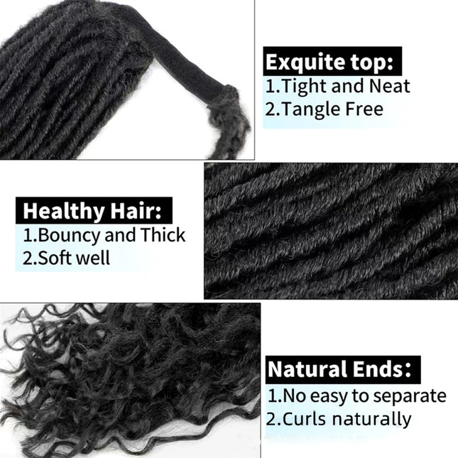 Clip In Dreadlock Ponytail Extensions Faux Locs Twisted Hairpiece for Black WomenGoddess Locs Wrap Around Synthetic Fake Pony Ha