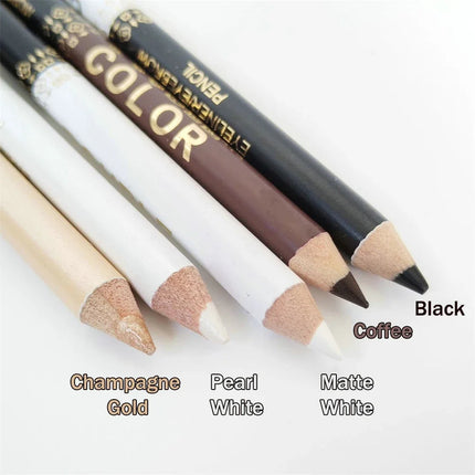 Mulitfuntional Two-Tone Black White Wood Eyeliner Pencil Pearl Highlighter Makeup Pen Brown Eyebrow Draw Lower Eyelash Cosmetics