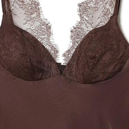 HH Elegant Women's Lace Splice Sexy Satin Sling Top 2026 Spring Summer Fashion Female V-Neck Backless Slimming Underwear Vest