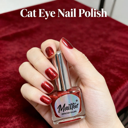WA510 Lucky- 12ml No-bake Cat's Eye Water-based Nail Polish, Oderless, With a magnet, dry quickly No need UV lamp, easy to tear