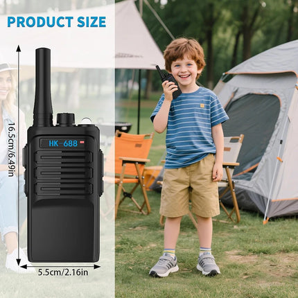 Kids Walkie Talkies 2 Pack, 3 Miles Range, 2000mAh Rechargeable, 16 Channels, LCD Flashlight, Gift for Camping Hiking