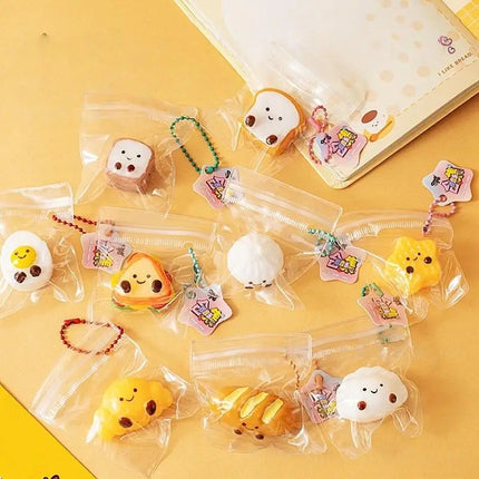 5Pcs Bread Dumping Food Stress Relief Squeeze Toys Mini Mochi  Toys Sensory Pinch Fun Party Favor Gift Keychain PendantHot