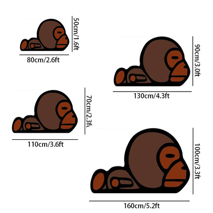 VIKAMA Cute Cartoon Monkey Pattern Bedroom Carpet Soft Comfortable Non-Slip Area Rug For Children Kids Room Indoor Home Decoration