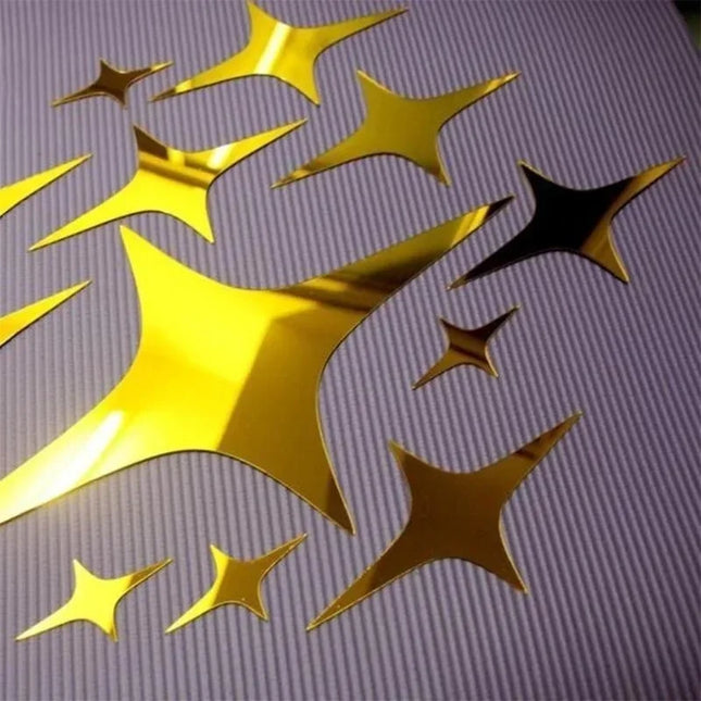 50Pcs Vogue Removable 3D Star Shape Mirror Effect Popular Home Decor Wall Art Decals Stickers (Color: Silver) Home Decor Sticker