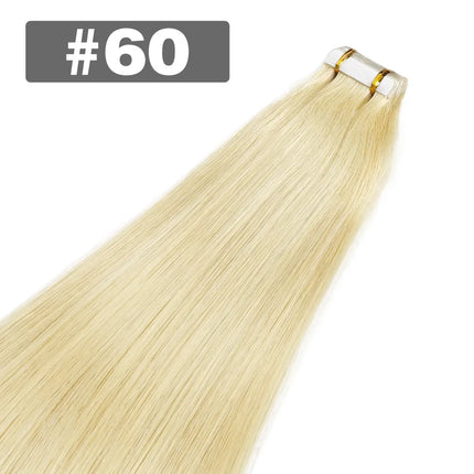 Tape in Hair Extensions Brazilian Hair 100% Remy Human Hair Extensions 20 Pcs for Women Skin Weft Adhesive Glue On For Salon