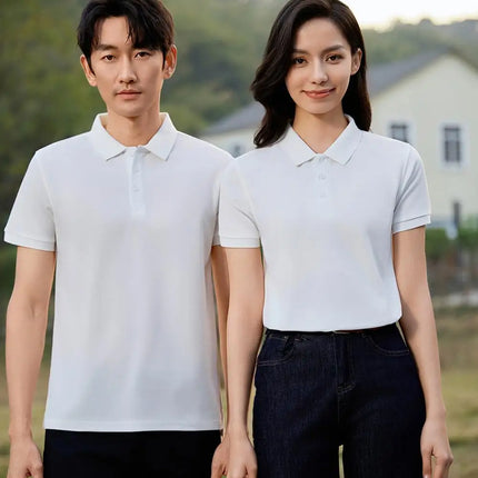 Summer 100% cotton overalls polo shirt custom company logo embroidered lapel short-sleeve T-shirt printing
