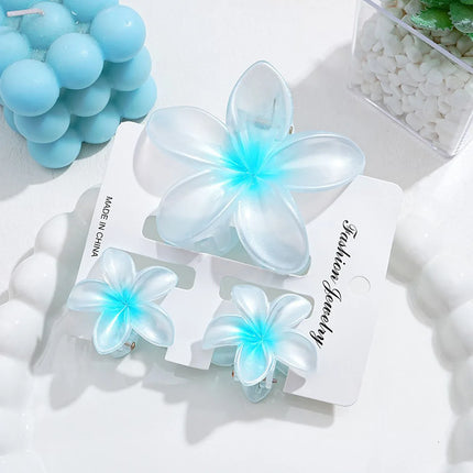 3pcs/set Flower Claw Clip Women Hawaiian Girl Hair Accessories Flower Ponytail Clip Clamp Barrettes Hairpin Summer Beach Jewelry
