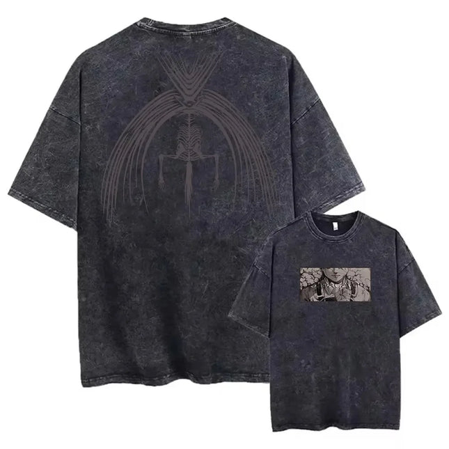 2025 Men Women Anime Attack on Titan T Shirts Vintage Washed T Shirt Harajuku Oversize Cotton Tee Cotton Fashion Streetwear Top