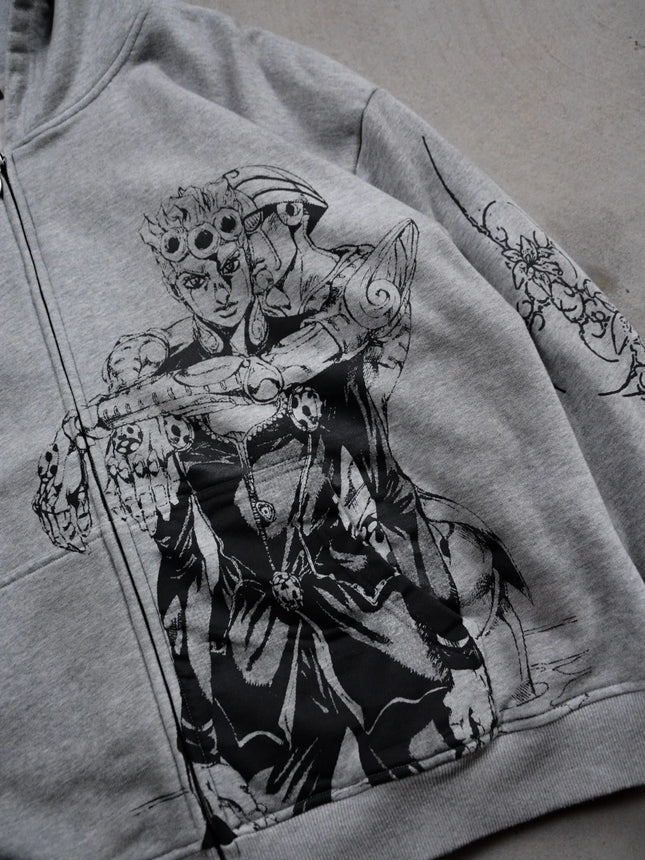 Harajuku Jojo Bizarre Adventure Zip Up Hoodies Oversized Mens Womens Zipper Hoodie Hip Hop CoupleS Y2k Street Sweatshirt