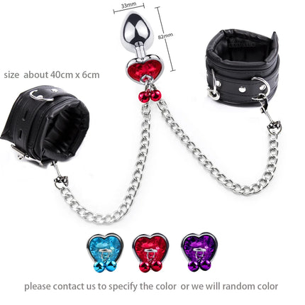 Thierry  Anal Plug to Wrist Kit Bondage Bdsm Restraints Fetish Handcuffs Adult Games Product Sex Toys for Women Men