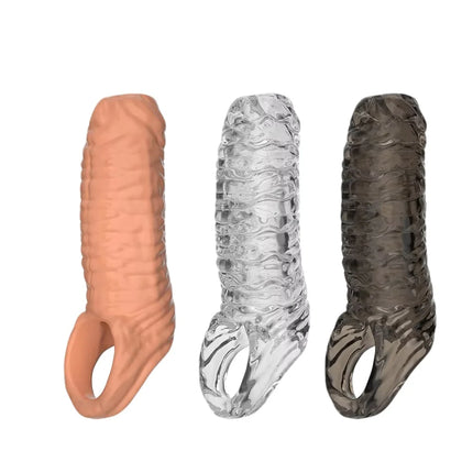 18+ Men’s Reusable Penis Sleeve - Silicone Massage Design, Couple & Gay Friendly Adult Products Sex Toy