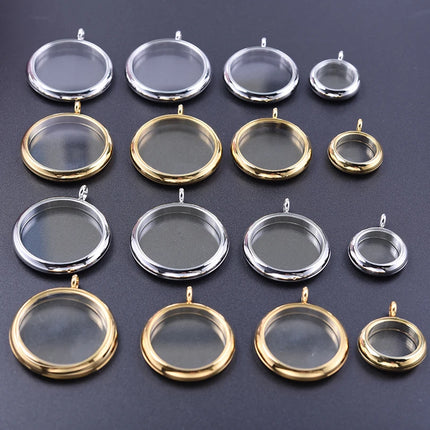 1Pc Stainless Steel Openable Glass Coin Bezel Cremation Urn Locket Pendant Round Reliquary Picture Medaillon кулон Jewelry
