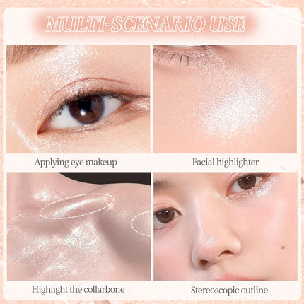 Single Color Eye & Face Highlighter - Glittery Pearl Finish, Shimmering & Brightening, Long-Lasting Radiant Contouring Makeup