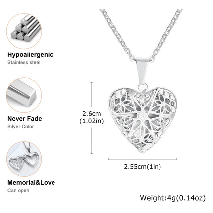 Vnox Light Heart Locket Pendants for Women Men Openable Photo Frame Glossy Stainless Steel Necklaces Family Love Collar