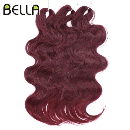 BELLA 24 inch Body Wave Crochet Hair 3PCS Synthetic Hair Braids Fake Hair Ombre Blonde Brown Natural Braiding Hair Extensions