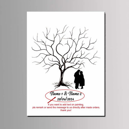 Engagement Events Party Favor Wedding Tree Canvas Painting Guest Fingerprint Signature Book Customized Lover Anniversary Gift