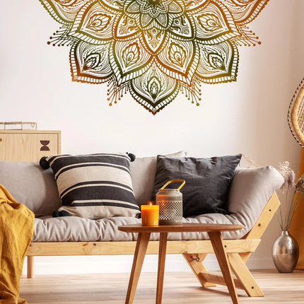 Dark Golden Mandala Wall Stickers For Living Room Bedroom Wall Decoration Pure Black Self Adhesive Decor Sticker Wallpapers