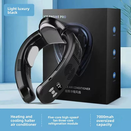 2026 New Upgrade Semiconductor Refrigeration Neck Fan Intelligent Digital Display Cold And Hot Dual-purpose Bladeless Fan