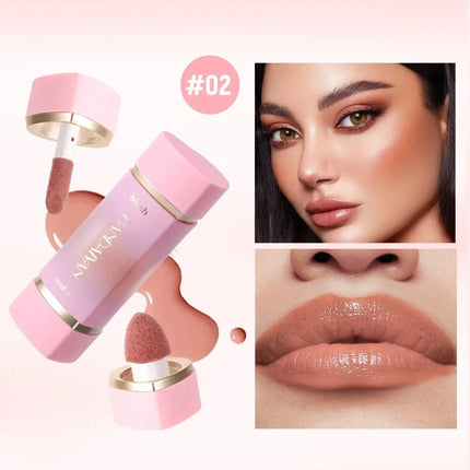  2-in-1 Liquid Blush Matte Lip Gloss Dual-purpose Liquid Blush Waterproof Multi-purpose Blush Stick Cheek Natural Blusher Cute