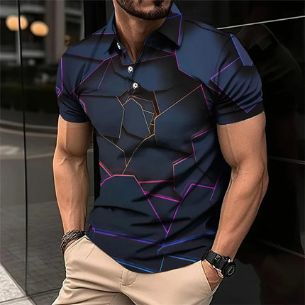 Mecha 3D Printed Short Sleeve Polo Shirts For Men Clothes Cool Tech Style Short Sleeve Fashion Techwear Sports Muscle POLO Shirt