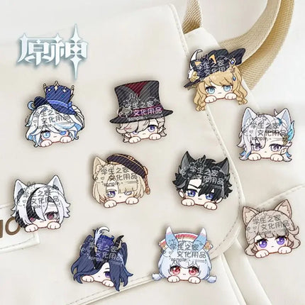 Game Impact Fontaine Neuvillette Wriothesley Rabbit Ears Small Hands Acrylic Badge Backpack Button Brooch Accessories Gifts